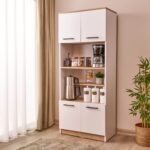 Just Home 4 Kapaklı Fırın Bölmeli Kiler Dolabı - Beyaz / Safir Meşe - Görsel 2