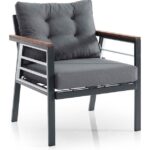 EVDEMO Lara Metal Bahçe Balkon Takımı 2+1+1+Ahşap Masa Antrasit - Görsel 3