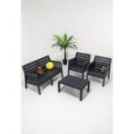 Mobetto Lara Mindersiz / 2 1 1 S Bahçe Takımı Balkon - Bahçe - Teras Mobilyası / Antrasit