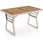 EVDEMO Lara Metal Puflu Bahçe Balkon Takımı 3+1+1+Ahşap Masa Cappuccino - Görsel 4