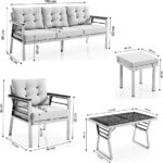 EVDEMO Lara Metal Puflu Bahçe Balkon Takımı 3+1+1+Ahşap Masa Cappuccino - Görsel 5