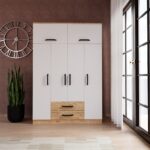 EVDEMO Tema 6 Kapak 2 Çekmeceli Gardırop Atlantik Çam Beyaz