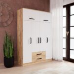 EVDEMO Tema 6 Kapak 2 Çekmeceli Gardırop Atlantik Çam Beyaz - Görsel 2