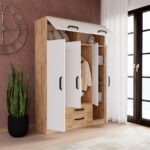 EVDEMO Tema 6 Kapak 2 Çekmeceli Gardırop Atlantik Çam Beyaz - Görsel 4