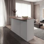 T Designo Katrina Mutfak Adası Alt Modül 120 cm Beyaz Tezgah Dahil - Görsel 3