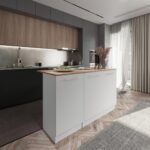 T Designo Katrina Mutfak Adası Alt Modül 120 cm Beyaz Tezgah Dahil