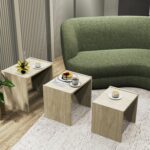 Cool Home Vera 3'lü Zigon Sehpa Servis Sehpası Traverten - Görsel 2