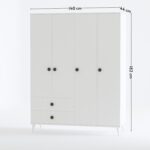 İmbaş Opal 4 Kapaklı 2 Çekmeceli Gardırop - Görsel 4