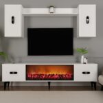 Cantek Dizayn Flyy 180 cm Şömineli (B) Tv Ünitesi Takımı Beyaz-Beyaz