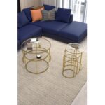 Dekopratik Belarus Orta Sehpa Gold 60CM & Alya Gold Zigon Sehpa Şeffaf Cam