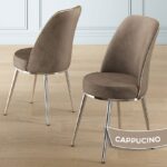 Canisa Vals Serisi 80X130 Lak Panel Krom Detay Siyah Mermer Desen Masa Takımı ve 4 Sandalye - Görsel 4