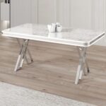 Canisa Rigel Serisi 80x130 Lak Panel Sabit Masa Krom Ayaklı