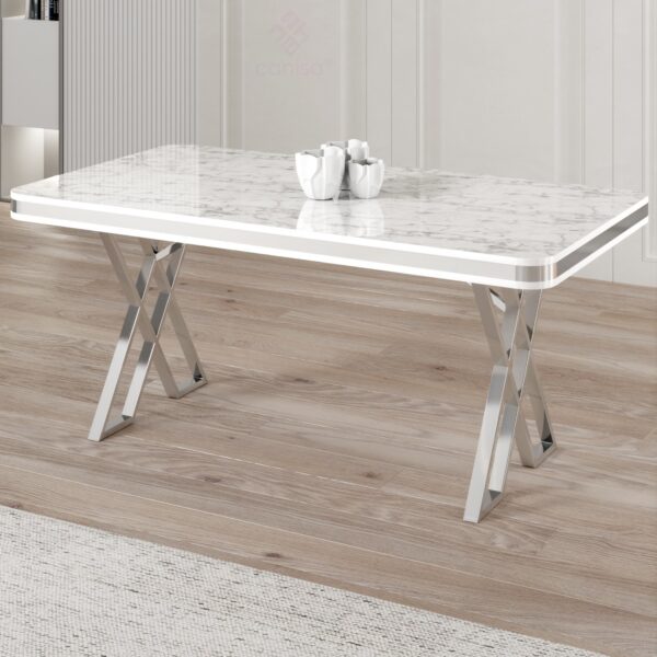 Canisa Rigel Serisi 80x130 Lak Panel Sabit Masa Krom Ayaklı