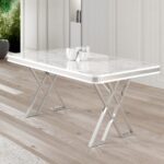 Canisa Rigel Serisi 80x130 Lak Panel Sabit Masa Krom Ayaklı - Görsel 2