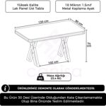 Canisa Rigel Serisi 80x130 Lak Panel Sabit Masa Krom Ayaklı - Görsel 3