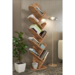 Gold Falez Kitaplık 10 Raflı Dekoratif Bölmeli Ev Ofis Çok Amaçlı Ceviz - Görsel 2