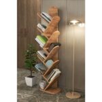 Gold Falez Kitaplık 10 Raflı Dekoratif Bölmeli Ev Ofis Çok Amaçlı Ceviz - Görsel 3