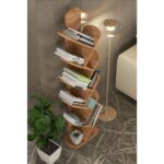 Gold Falez Kitaplık 10 Raflı Dekoratif Bölmeli Ev Ofis Çok Amaçlı Ceviz - Görsel 4