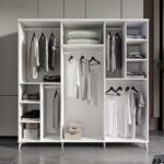 GuneyStore Ücretsiz Montaj -%100 MDF Oslo 6 Kapaklı - Aynalı Beyaz Gardırop - MDF Dolap - Elbise Dolabı - Görsel 4