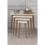 Gold Falez Zigon Sehpa Ahşap 4'lü Krem Kr