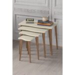 Gold Falez Zigon Sehpa Ahşap 4'lü Krem Kr - Görsel 2