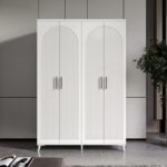 GuneyStore Ücretsiz Montaj -%100 MDF Oslo 4 Kapaklı - Beyaz Gardırop - MDF Dolap - Elbise Dolabı - Görsel 2