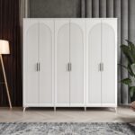 GuneyStore Ücretsiz Montaj -%100 MDF Oslo 6 Kapaklı - Beyaz Gardırop - MDF Dolap - Elbise Dolabı - Görsel 2