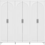 GuneyStore Ücretsiz Montaj -%100 MDF Oslo 6 Kapaklı - Beyaz Gardırop - MDF Dolap - Elbise Dolabı - Görsel 3