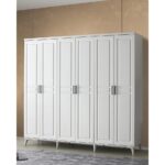 GuneyStore Ücretsiz Montaj -%100 MDF Sport 6 Kapaklı - Beyaz Gardırop - MDF Dolap - Elbise Dolabı