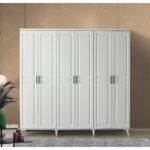 GuneyStore Ücretsiz Montaj -%100 MDF Sport 6 Kapaklı - Beyaz Gardırop - MDF Dolap - Elbise Dolabı - Görsel 2