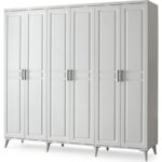 GuneyStore Ücretsiz Montaj -%100 MDF Sport 6 Kapaklı - Beyaz Gardırop - MDF Dolap - Elbise Dolabı - Görsel 3