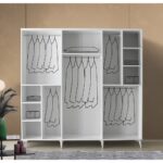 GuneyStore Ücretsiz Montaj -%100 MDF Sport 6 Kapaklı - Beyaz Gardırop - MDF Dolap - Elbise Dolabı - Görsel 4