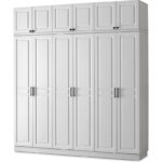 GuneyStore  Ücretsiz Montaj -%100 MDF Sport 6 Kapaklı Yüklüklü - Beyaz Gardırop - MDF Dolap - Elbise Dolabı - Görsel 3