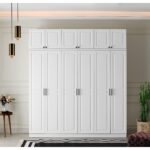 GuneyStore  Ücretsiz Montaj -%100 MDF Sport 6 Kapaklı Yüklüklü - Beyaz Gardırop - MDF Dolap - Elbise Dolabı - Görsel 2