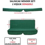 Mor Minder Salıncak Minder Seti Tenteli Yeşil Salıncak Minder Seti 2 Kişilik Süngerli Işbir Gri Sünger