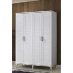 GuneyStore Ücretsiz Montaj - %100 MDF Paris 4 Kapaklı Beyaz Gardırop - MDF Dolap - Elbise Dolabı