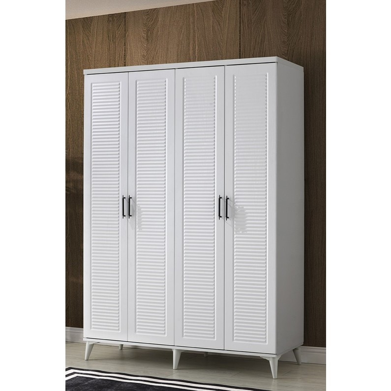 110000808833354.jpg GuneyStore Ücretsiz Montaj - %100 MDF Paris 4 Kapaklı Beyaz Gardırop - MDF Dolap - Elbise Dolabı - Görsel 1