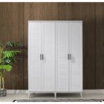 GuneyStore Ücretsiz Montaj - %100 MDF Paris 4 Kapaklı Beyaz Gardırop - MDF Dolap - Elbise Dolabı - Görsel 2