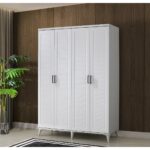 GuneyStore Ücretsiz Montaj - %100 MDF Paris 4 Kapaklı Beyaz Gardırop - MDF Dolap - Elbise Dolabı - Görsel 3