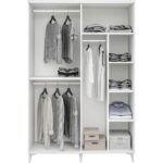 GuneyStore Ücretsiz Montaj - %100 MDF Paris 4 Kapaklı Beyaz Gardırop - MDF Dolap - Elbise Dolabı - Görsel 4