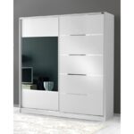 GuneyStore Ücretsiz Montaj - %100 MDF 180 CM Sürgülü Kapaklı Beyaz Gardırop - MDF Dolap - Elbise Dolabı