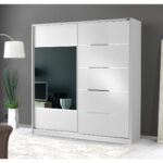 GuneyStore Ücretsiz Montaj - %100 MDF 180 CM Sürgülü Kapaklı Beyaz Gardırop - MDF Dolap - Elbise Dolabı - Görsel 2