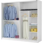 GuneyStore Ücretsiz Montaj - %100 MDF 180 CM Sürgülü Kapaklı Beyaz Gardırop - MDF Dolap - Elbise Dolabı - Görsel 3