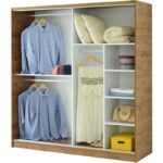GuneyStore Ücretsiz Montaj - %100 MDF 160 CM Sürgülü Kapaklı Atlantik Çam Gardırop - MDF Dolap - Elbise Dolabı - Görsel 2