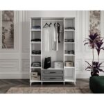 GuneyStore Ücretsiz Montaj - %100 MDF Gözde 4 Kapaklı Antrasit Beyaz Gardırop - MDF Dolap - Elbise Dolabı - Görsel 4