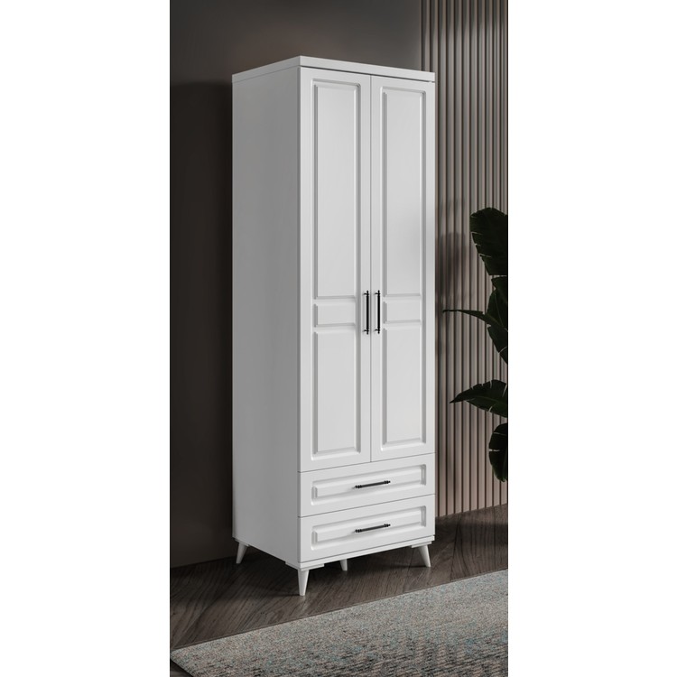 110000809844280.jpg GuneyStore Ücretsiz Montaj - %100 MDF Gözde 2 Kapaklı Beyaz Gardırop - MDF Dolap - Elbise Dolabı - Görsel 1