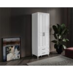 GuneyStore Ücretsiz Montaj - %100 MDF Gözde 2 Kapaklı Beyaz Gardırop - MDF Dolap - Elbise Dolabı - Görsel 3