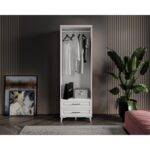 GuneyStore Ücretsiz Montaj - %100 MDF Gözde 2 Kapaklı Beyaz Gardırop - MDF Dolap - Elbise Dolabı - Görsel 4