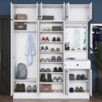 Rani EA142 Portmanto Çekmeceli Aynalı Askılı Ayakkabılık Vestiyer Beyaz - Görsel 3