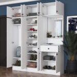 Rani EA142 Portmanto Çekmeceli Aynalı Askılı Ayakkabılık Vestiyer Beyaz - Görsel 5